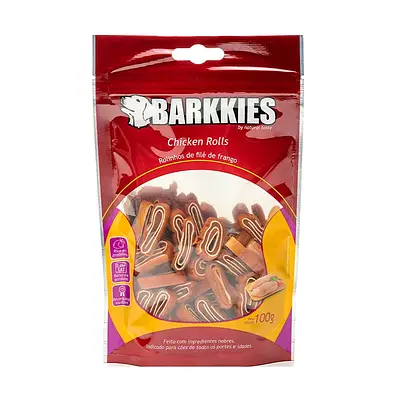Snack Barkkies Chicken Rolls para Cães 100g