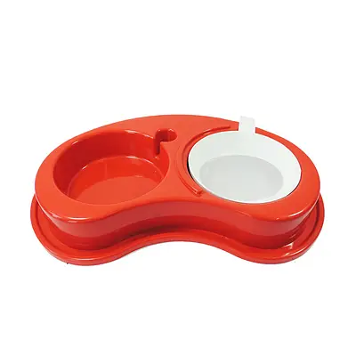 Comedouro Furacão Pet Anti Formiga Luxo Duplo Vermelho para Cães