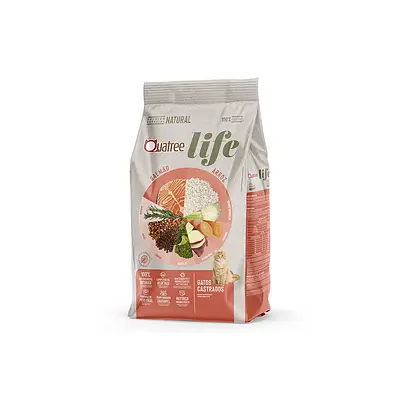 Ração Quatree Life para Gatos Castrados Sabor Salmão e Arroz