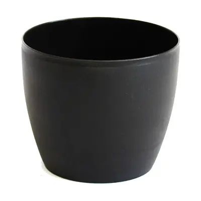 Vaso Okla Oxford Redondo Baixo Preto para Jardim