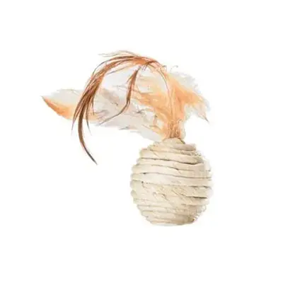 Brinquedo Gatos Mimo Bolinha Com Peninhas Fibra Natural