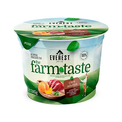 Ração Úmida Everest The Farm Taste para Cães Adultos Cubos de Carne ao Molho com Abóbora e Ervilha - 245g