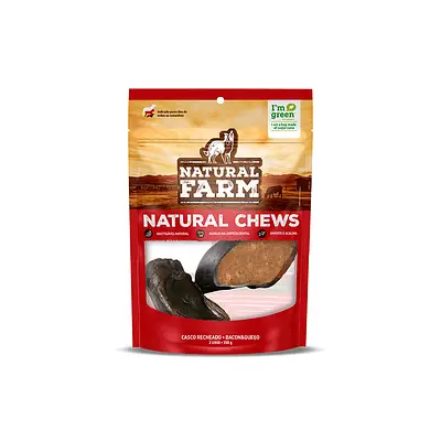 Osso Casco Bovino Bacon e Queijo com 2 Unidades para Cães Natural Farm