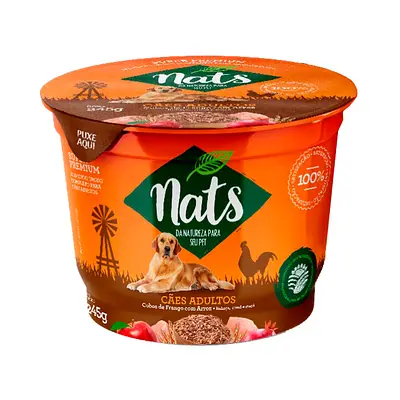 Ração Úmida Nats para Cães Adultos Sabor Frango e Arroz 245 g