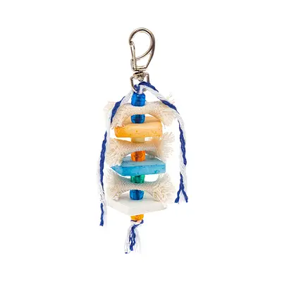 Brinquedo Kakatoo Bica Pedra Cordas para Pássaros - Cores Sortidas - P