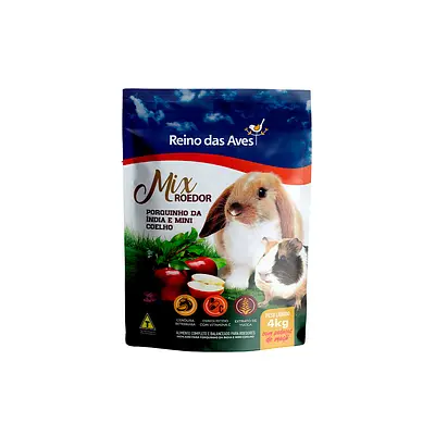 Ração Reino das Aves Mix Roedor para Porquinho da Índia e Mini Coelho