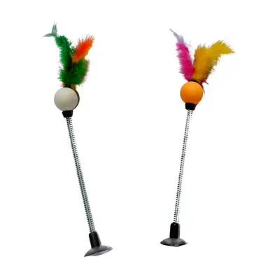 Brinquedo Plumas e Penas Spring Cat Mola para Gatos - Cores Sortidas