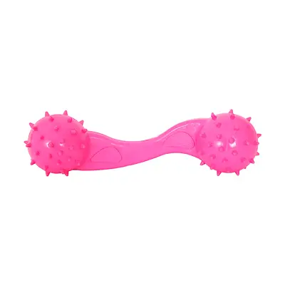Brinquedo Furacão Pet Halteres de Borracha Maciça Rosa com Cravo para Cães