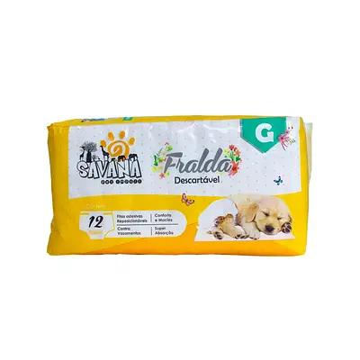 Fralda Higiênica Savana Descartável Premium com 12 unidades para Cães Fêmeas