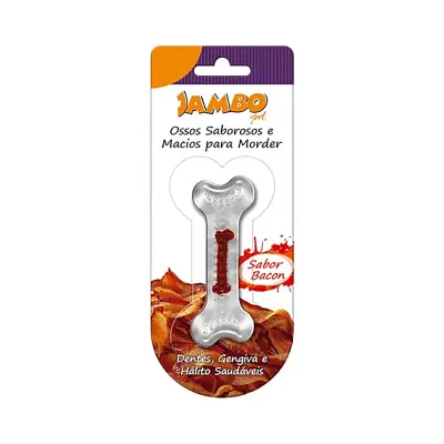Brinquedo Cães Jambo Osso Silicone Boninho Pequeno Bacon