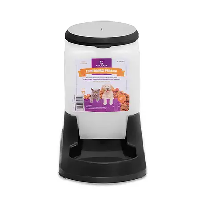 Comedouro Alvorada Prático Auto Preto para Cães e Gatos 3,0l