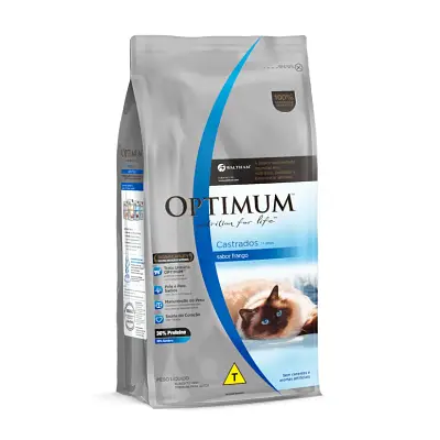 Ração Optimum Gatos Adultos Castrados Frango 10,1kg