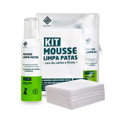 Kit Limpa Patas Pratipet Mousse e Toalhas
