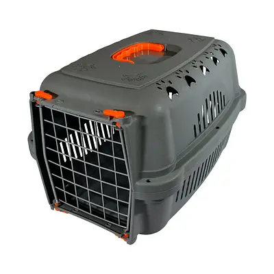 Caixa de Transporte DuraPets Laranja com Porta de Aço para Cães e Gatos