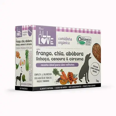 Alimento Natural All Love Velhotes para Cães Sabor Frango, Chia, Abóbora, Linhaça, Cenoura e Cúrcuma 1 kg