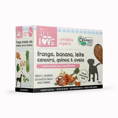 Alimento Natural All Love para Cães Filhotes Sabor Frango, Banana, Leite, Cenoura, Quinoa e Aveia 1 kg