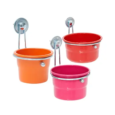Caneca Kakatoo Color com Trava para Pássaros - Cores Sortidas