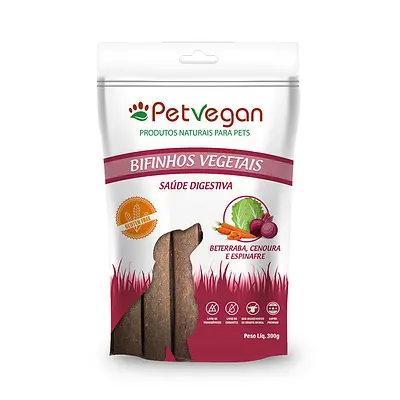Bifinho PetVegan Saúde Digestiva para Cães Sabor Cenoura, Beterraba e Espinafre