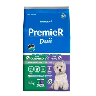 Ração Premier Ambientes Internos Cães Adultos Duo Raças Pequenas Cordeiro e Peru 10,1kg