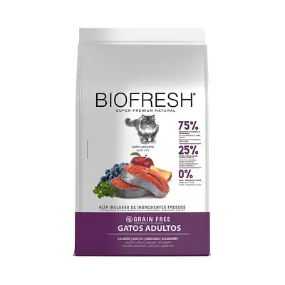 Ração Biofresh para Gatos Adultos Sabor Salmão, Maçã, Orégano e Blueberry