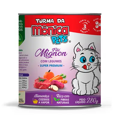 Ração Úmida Turma da Mônica Pets para Gatos Sabor Filé Mignon com Legumes 280 g