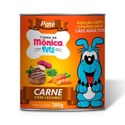 Ração Úmida Turma da Mônica Pets Patê para Cães Adultos Sabor Carne com Legumes 280 g