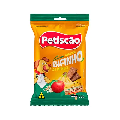 Snack Petiscão Bifinho de Fruta Banana, Maçã e Aveia para Cães