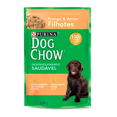 Ração Úmida Dog Chow Sachê Filhotes Frango e Arroz 100g
