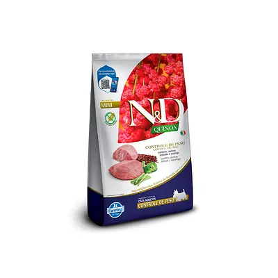 Ração N&D Quinoa Controle de Peso para Cães Adultos de Porte Mini e Pequeno Sabor Cordeiro, Quinoa, Brócolis e Aspargo