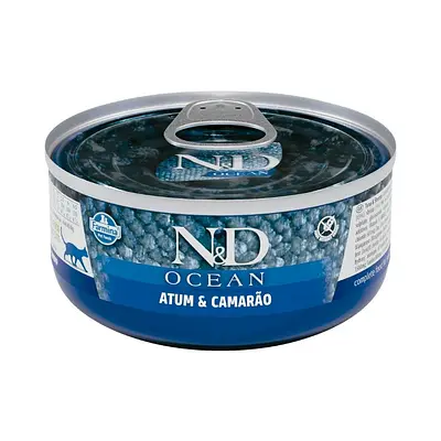 Ração Úmida N&D Ocean para Gatos Adultos Sabor Atum e Camarão 70 g