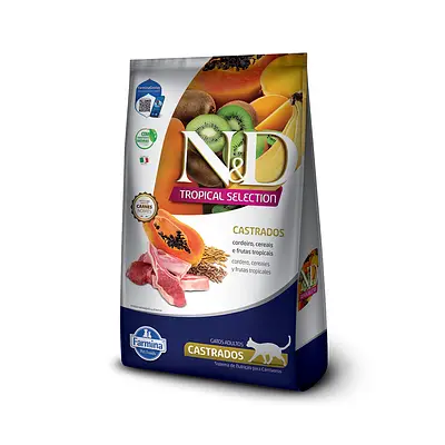 Ração Farmina N&D Tropical Selection para Gatos Adultos Castrados Sabor Cordeiro Cereais e Frutas Tropicais