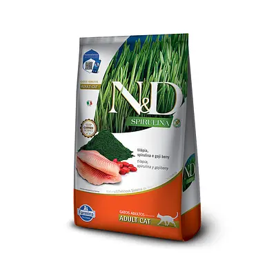 Ração Farmina N&D Spirulina para Gatos Adultos Sabor Tilápia, Spirulina e Goji Berry