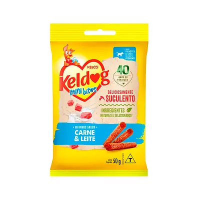 Bifinho Keldog Mini Carne e Leite para Cães 50g