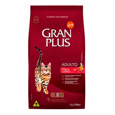 Ração Gran Plus Gatos Adultos Carne 10,1kg com Pacotes Individuais 1kg