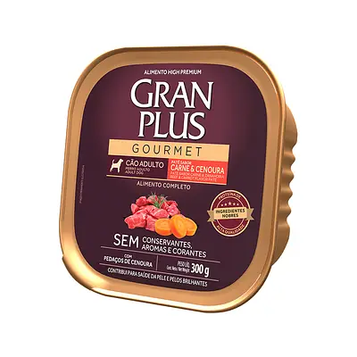 Ração Úmida GranPlus Gourmet Patê Sabor Carne e Cenoura para Cães Adultos 300 g