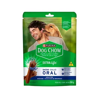 Snack Dog Chow Saúde Oral para Cães Adultos de Porte Médios e Grandes