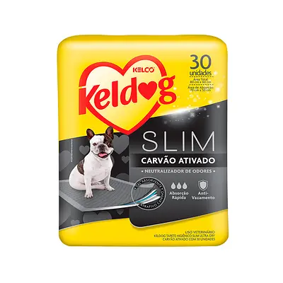 Tapete Higiênico Keldog Slim Carvão Ativado para Cães 30 Unidades