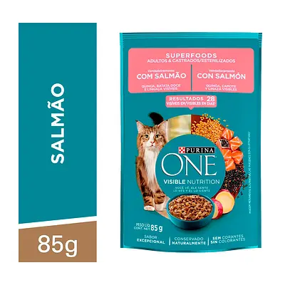 Ração Úmida Purina One para Gatos Adultos e Filhotes Sabor Salmão 85 g
