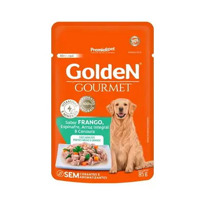 Ração Úmida Premier Golden Gourmet Cães Adultos Porte Médio e Grande Frango Sachê 85g