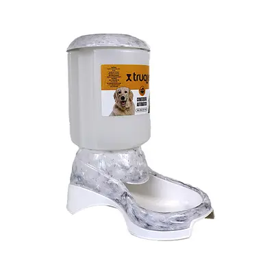 Comedouro Automático Truqys Pet Galão Plástico Mármore Carrara Cinza para Cães e Gatos