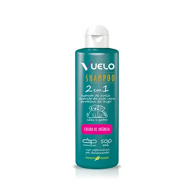 Shampoo Vuelo 2 em 1 Cheiro de Infância para Cães e Gatos 500ml