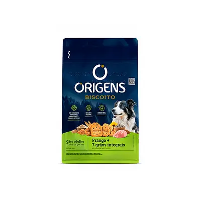 Biscoito Origens para Cães Adultos Sabor Frango e 7 Grãos Integrais