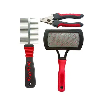 Kit Savana Pet Grooming Vermelho para Cães e Gatos