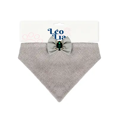 Bandana Leo e Lia Linho Cinza para Cães e Gatos