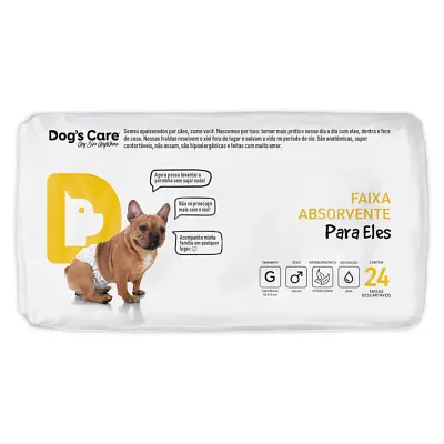 Fralda Higiênica G para Machos Dogs Care 24 Unidades