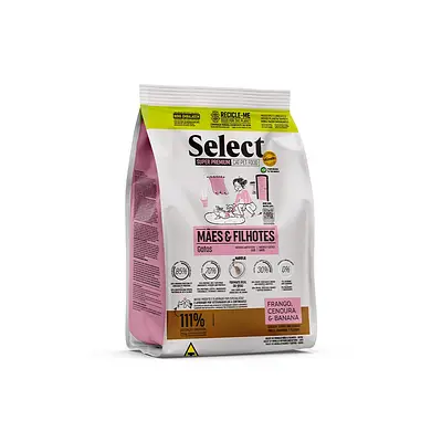 Ração Select by Monello para Gatos Adultos e Filhotes Sabor Frango, Cenoura e Banana