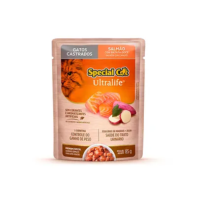 Ração Úmida Special Cat Ultralife Salmão com Batata-Doce para Gatos Castrados 85 g