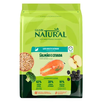 Ração Guabi Natural Gatos Castrados Salmão e Cevada 7,5kg