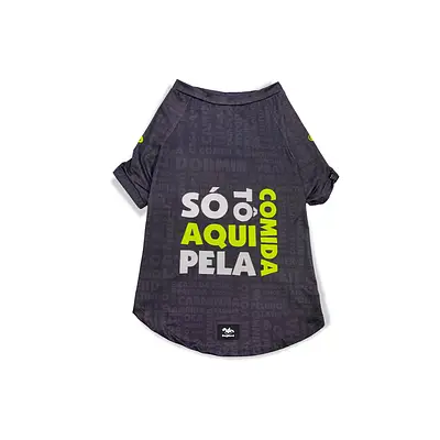 Roupa Dognerd Só Tô Aqui Pela Comida com UV50 Cinza para Cães