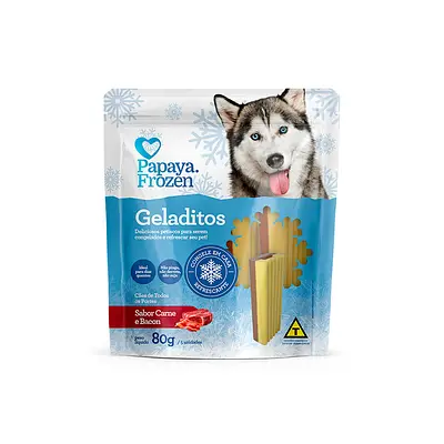 Snack Papaya Frozen Geladitos Sabor Carne e Bacon para Cães 80 g